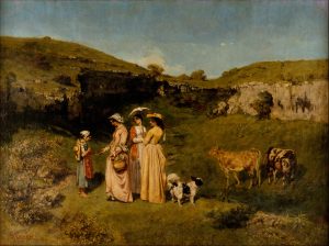 Gustave Courbet, Young Ladies of the Village , 1851 - 52. Oil on canvas . 194.9 x 261 cm. Metropolitan Museum of Art, New York.