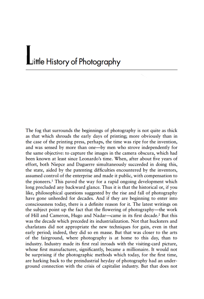A chapter on the "Little History of Photography" elucidates the medium's humble beginnings.