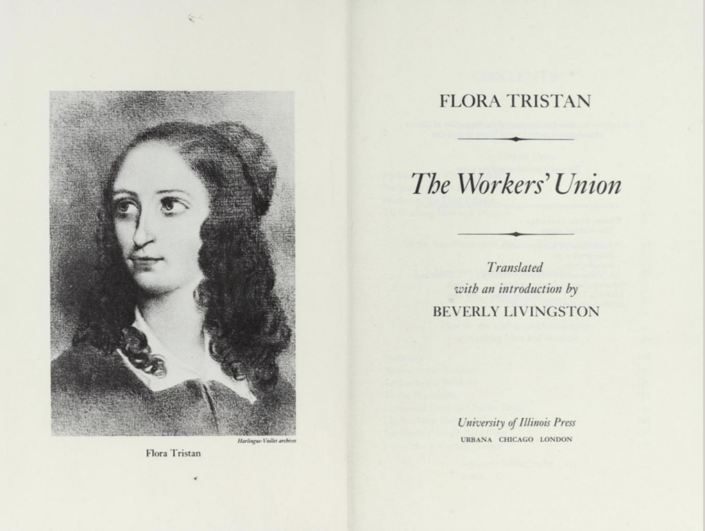 Tristan's title page is paired with a penciled portrait of her, eyes upwards wistfully.