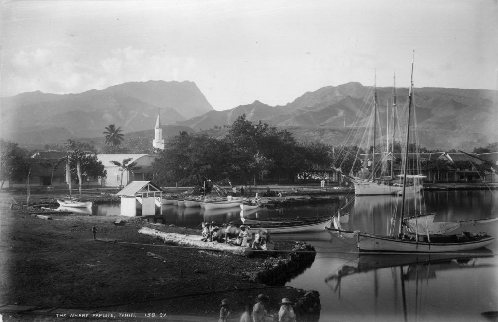 A sheen photograph of a Tahiti port.