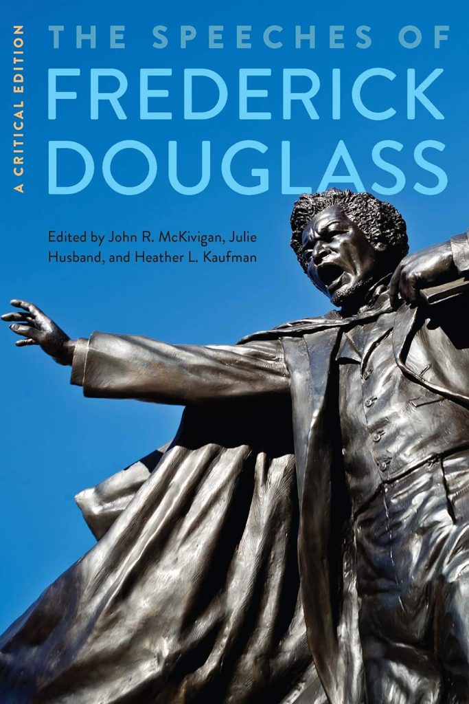 This speech collection of Frederick Douglass pictures his stature before a blue sky backdrop on the cover.