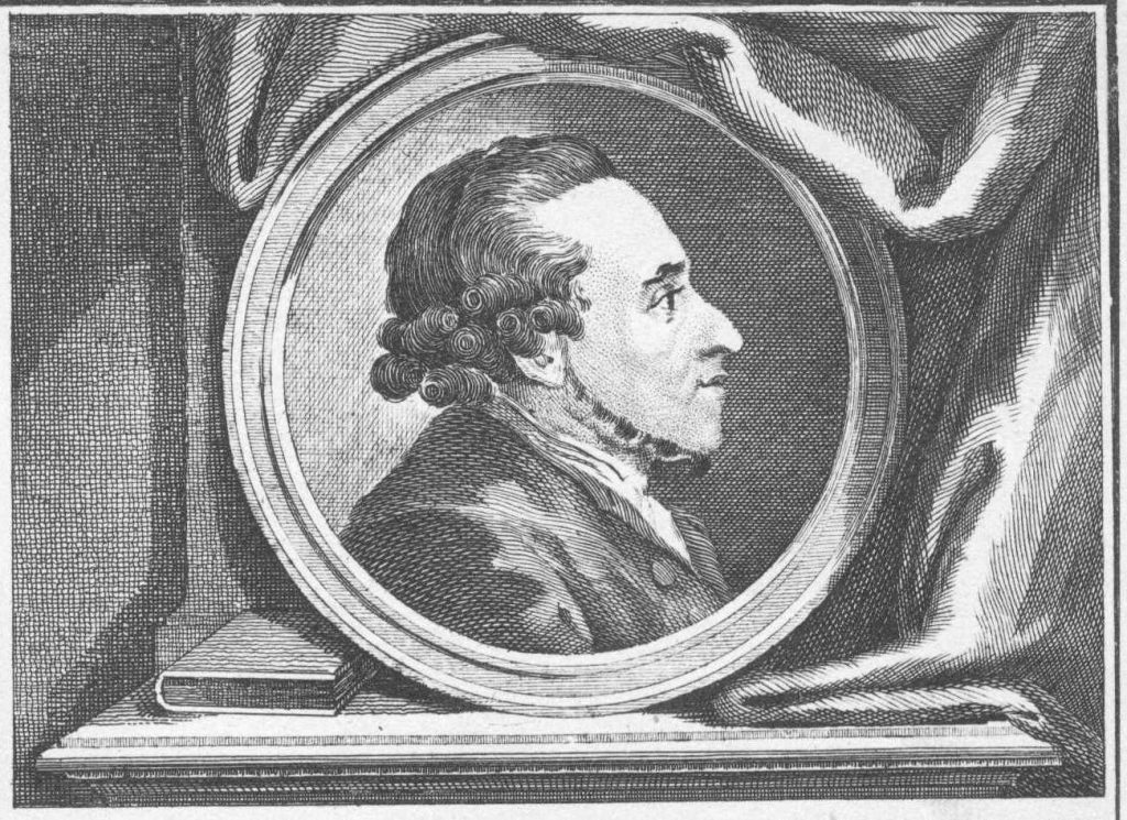 An engraved portrait of Mendelssohn at profile. In a coat, his hair is coiffed.
