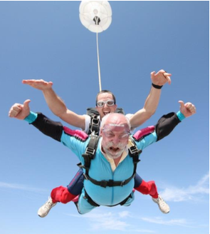Two people parachuting together