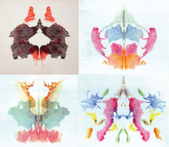 Four examples of Rorschach inkblot tests. Four examples of Rorschach inkblot tests.