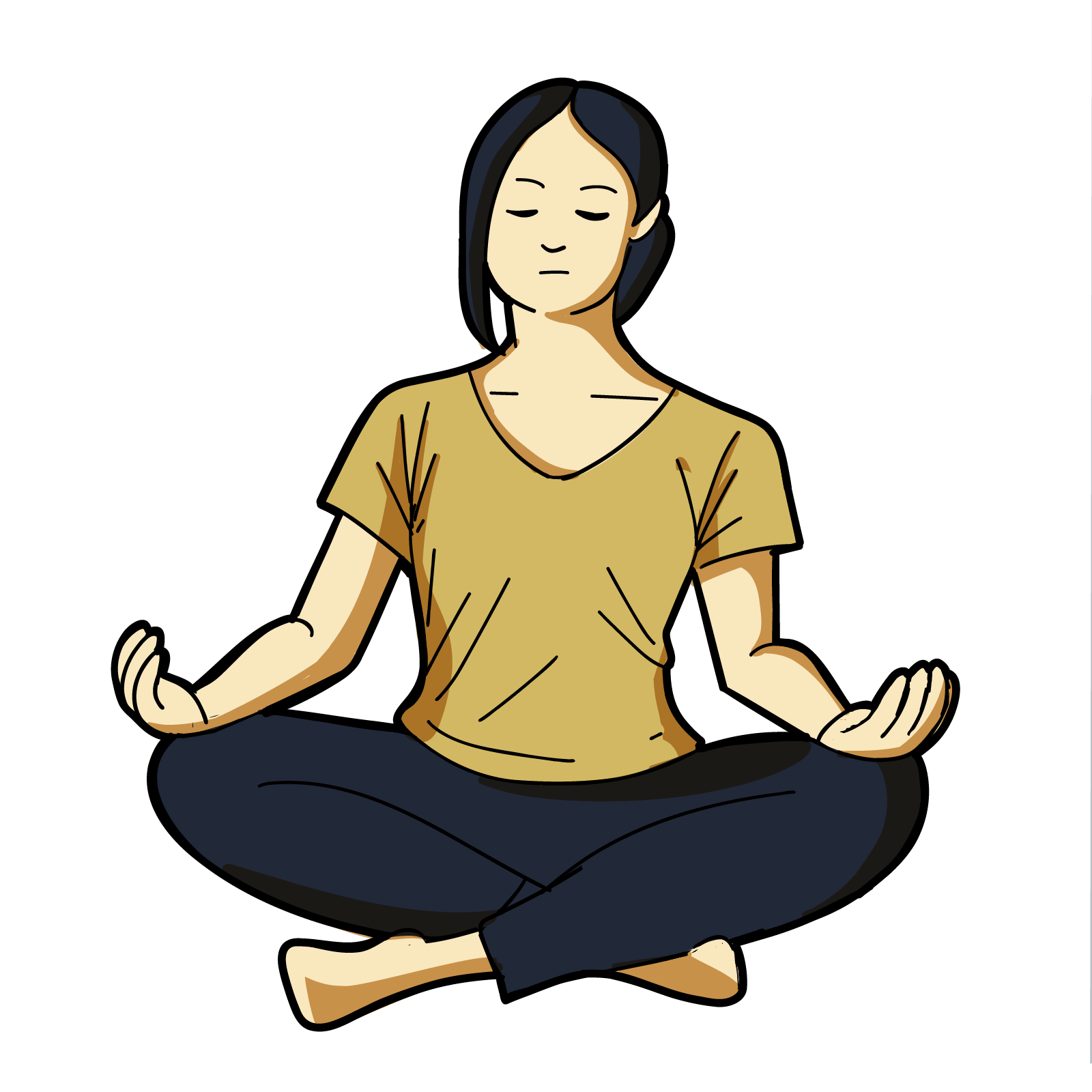 A person sits cross-legged meditating.