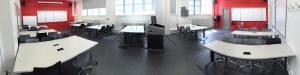 Panoramic photo of the active learning classroom on Loyola Campus