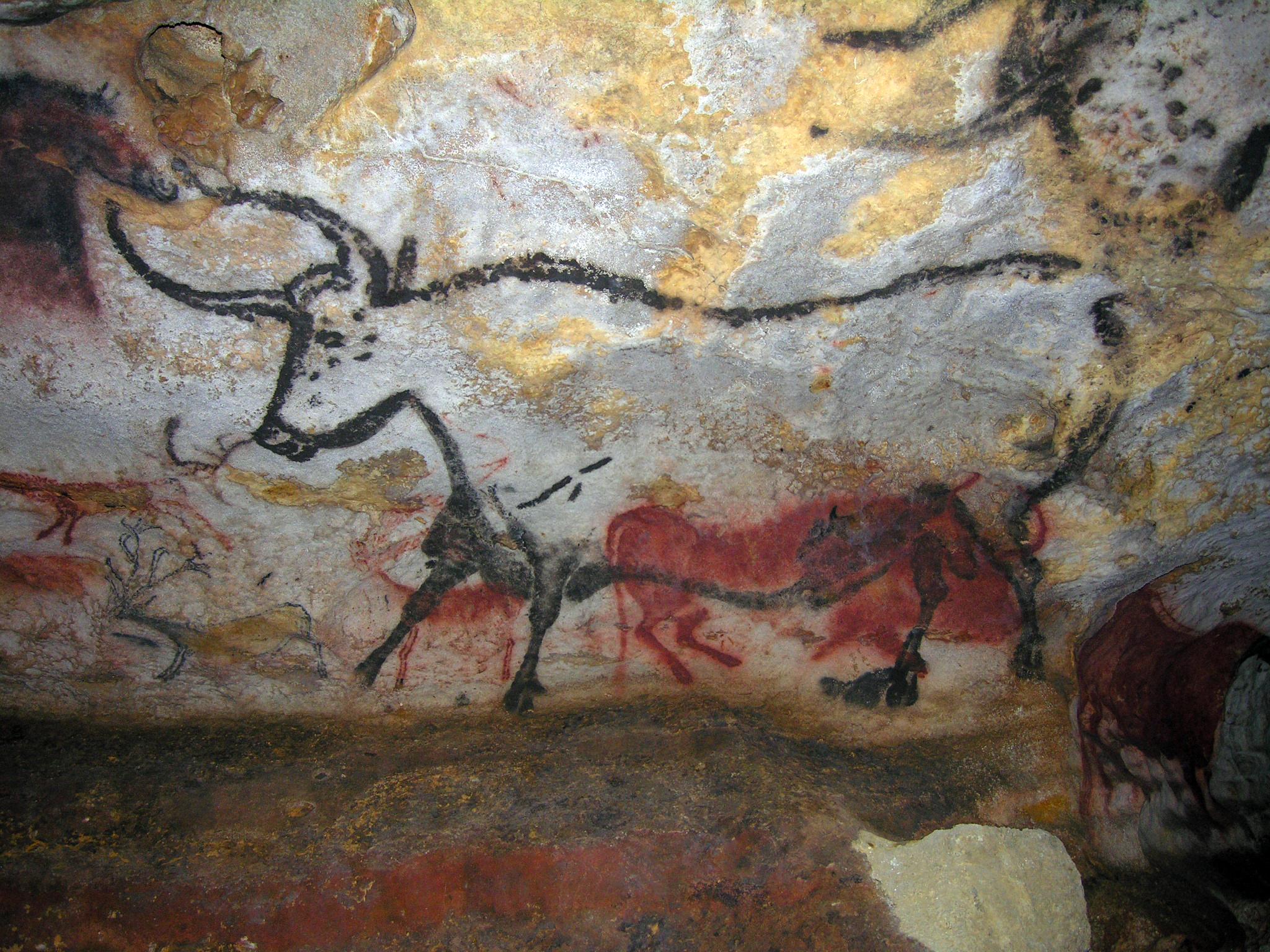 Charcoal painting of a bull seen from the side.